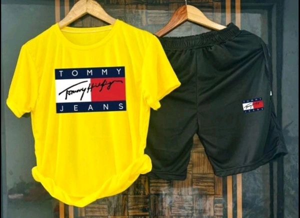 Lycra Printed Tracksuit for Men (Yellow & Black) - Yellow and Black, XL