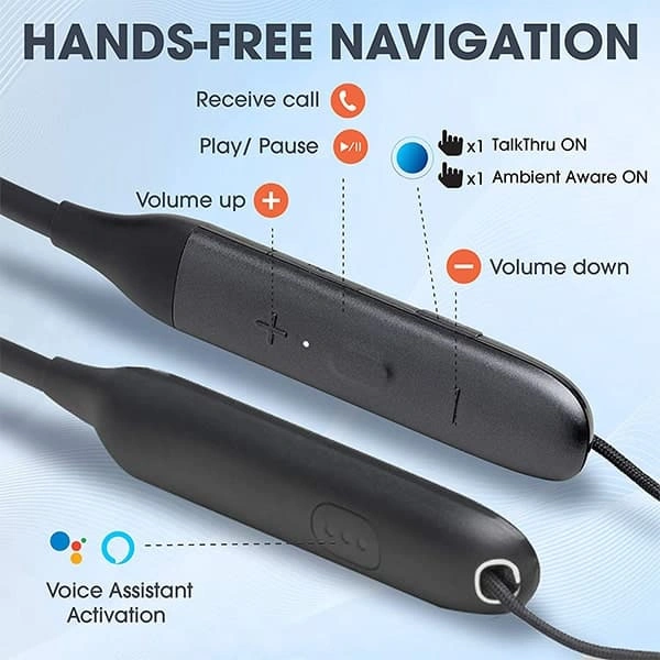 JBL Live 220BT in-Ear Wireless Neckband Headphones - Black - Black