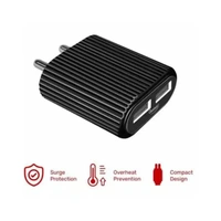 Quantum QWC-24211 12 W 2.4 A Multiport Mobile Charger with Detachable Cable - Black - Black