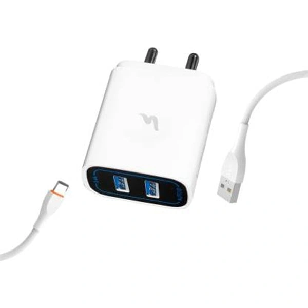 Ubon CH-600 5 W 3.4 A Multiport Mobile Charger with Detachable Cable  (White, Cable Included)