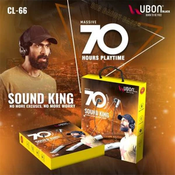 Ubon CL-66 Sound King 70 Hrs Backup Wireless 5.0 Neckband Earphone Bluetooth Headset