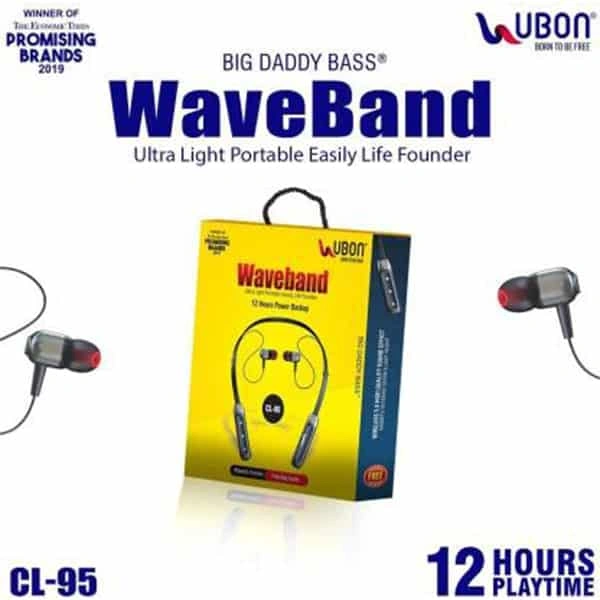 Ubon CL-95 Boom Bass Bluetooth Wireless Neckband with 12Hrs Battery Backup