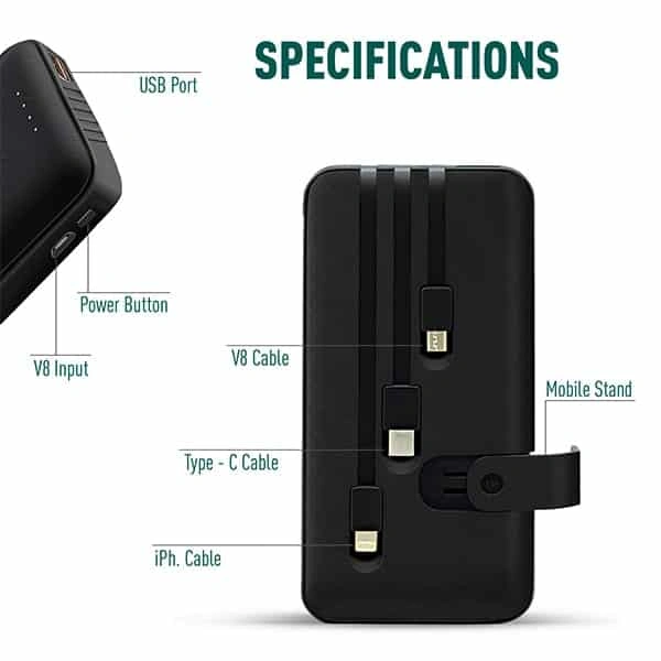 Ubon UBON PB-X12 Power King Universal 10000 mAh Power Bank with 3 in 1 Micro USB