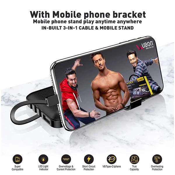 Ubon UBON PB-X90 20000 mAH Li-Polymer Power Bank with inbuilt Type C / V8 / iPhone Jack