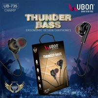 Ubon UBON UB-735 3.5mm Dual Driver in-Ear Wired Earphone with Mic - Black - Black