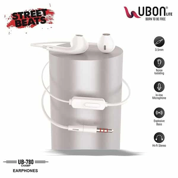 Ubon UBON UB-780 Champ In Ear Wired With Mic Earphones - Black, White