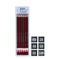DOMS Drawing & Sketching Graphite Pencils - Grade HB, 2B, 4B, 6B, 8B & 10B | Hi Precision For Sketching | Dark & Neat Drawing | Comes With 1 Eraser (Pack of 6 x 1 Set)