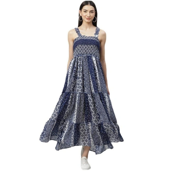 Myshka Crepe - line Dress  - S,M,L ,XL ,XXL, Blue 