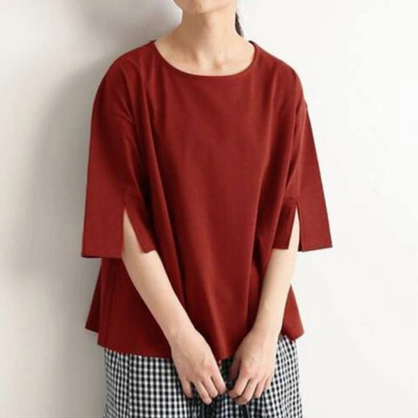 Trendy Women Cut Sleeve Half Sleeve Top - maroon