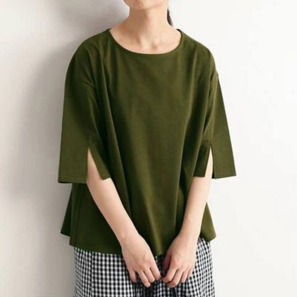 Trendy Women Cut Sleeve Half Sleeve Top - green