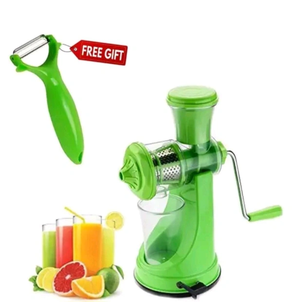 Combo Manual Fruit Juicer Hand juicer, Fruit juicer Manual juicer Instant juicer Orange juicer, Steel Handle Juicer & Mango Peeler - Breadth:14Cm Height:20Cm, Green