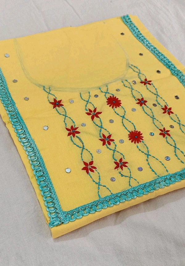 Twokart Hand Embroidery Pure Cotton Kurti (Yellow, Free Size, Pack Of 1) - Free