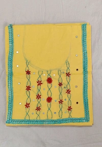 Twokart Hand Embroidery Pure Cotton Kurti (Yellow, Free Size, Pack Of 1) - Free