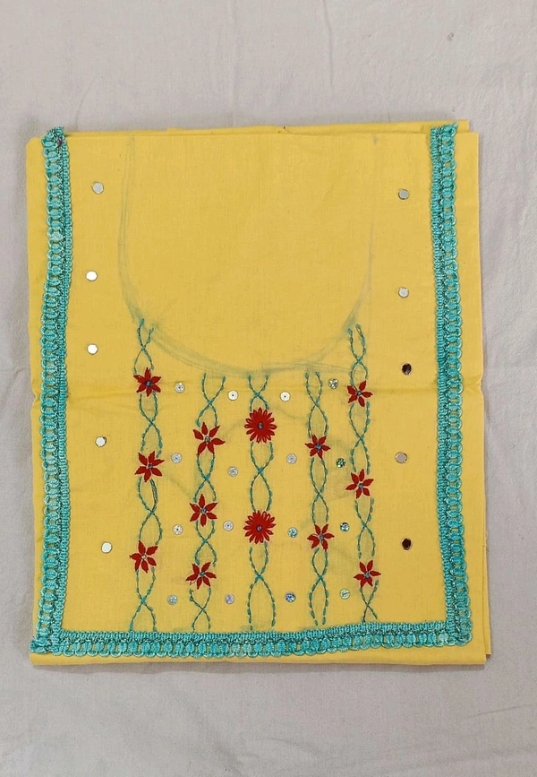 Twokart Hand Embroidery Pure Cotton Kurti (Yellow, Free Size, Pack Of 1) - Free