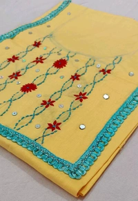 Twokart Hand Embroidery Pure Cotton Kurti (Yellow, Free Size, Pack Of 1) - Free