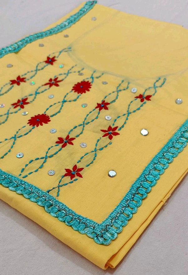 Twokart Hand Embroidery Pure Cotton Kurti (Yellow, Free Size, Pack Of 1) - Free