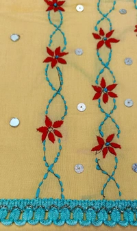 Twokart Hand Embroidery Pure Cotton Kurti (Yellow, Free Size, Pack Of 1) - Free