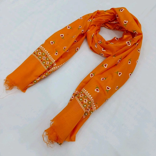 Twokart Cotton 265 GSM Bath, Face, Hair, Hand, Beach Gamcha (Red) Chanderi Gamchha - Free Size, Web Orange