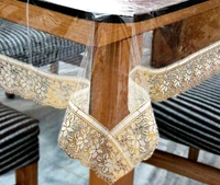 Twokart Floral 4 Seater Table Cover (Transparent, PVC) - 4 Seater