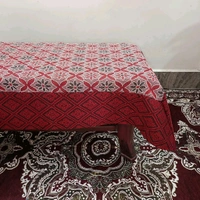 Twokart Self Design 4 Seater Table Cloth (Red, Cotton) - Red, 4 Seater