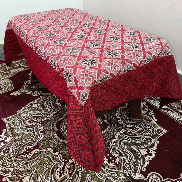 Twokart Self Design 4 Seater Table Cloth (Red, Cotton) - Red, 4 Seater