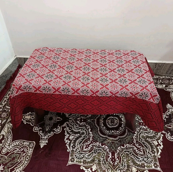 Twokart Self Design 4 Seater Table Cloth (Red, Cotton) - Red, 4 Seater