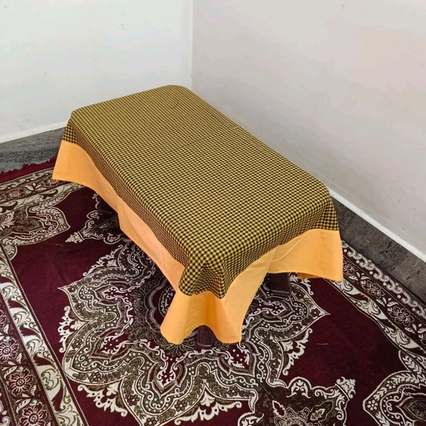 Twokart Self Design 4 Seater Table Cloth (Yellow, Cotton) - 4 Seater, Yellow