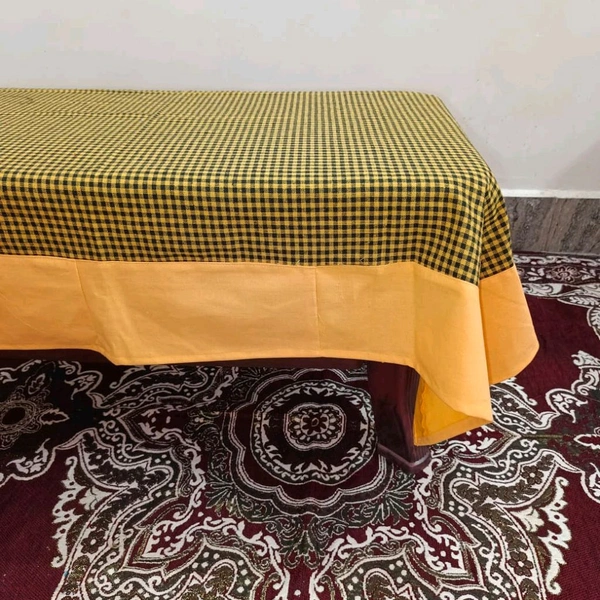 Twokart Self Design 4 Seater Table Cloth (Yellow, Cotton) - 4 Seater, Yellow