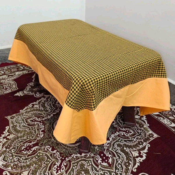 Twokart Self Design 4 Seater Table Cloth (Yellow, Cotton) - 4 Seater, Yellow