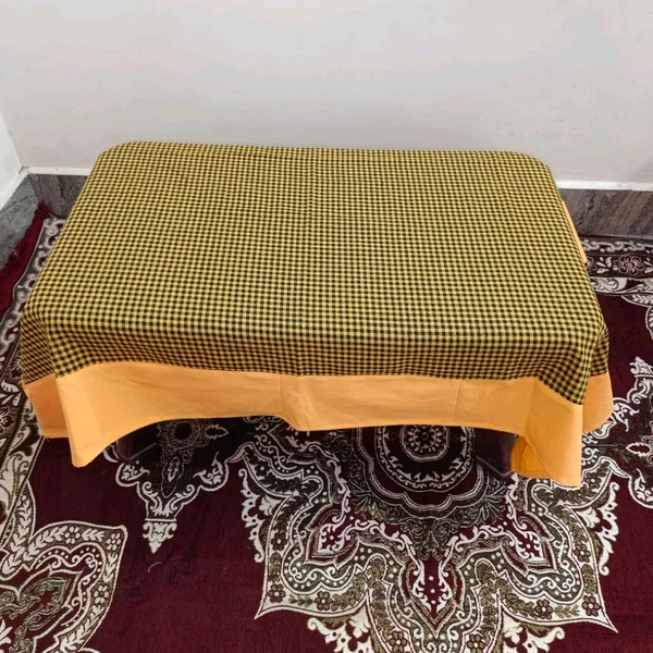 Twokart Self Design 4 Seater Table Cloth (Yellow, Cotton) - 4 Seater, Yellow