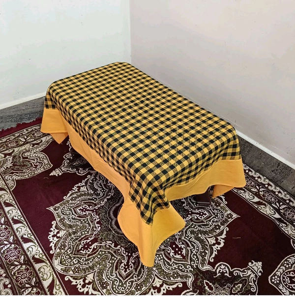 Twokart Self Design 4 Seater Table Cloth (Yellow, Cotton) - 4 Seater, Yellow