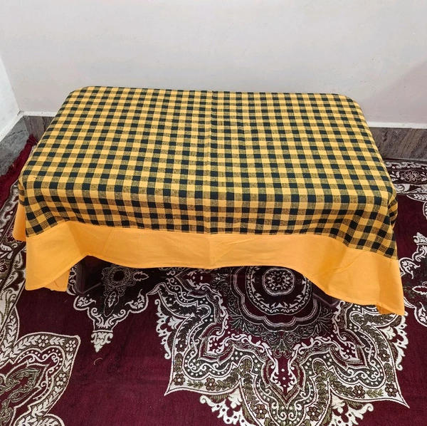 Twokart Self Design 4 Seater Table Cloth (Yellow, Cotton) - 4 Seater, Yellow