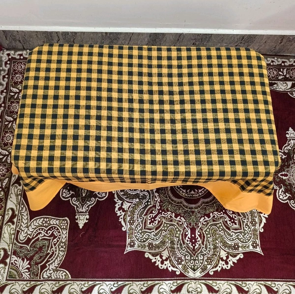 Twokart Self Design 4 Seater Table Cloth (Yellow, Cotton) - 4 Seater, Yellow