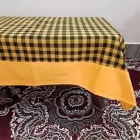 Twokart Self Design 4 Seater Table Cloth (Yellow, Cotton) - 4 Seater, Yellow