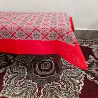 Twokart Self Design 4 Seater Table Cloth (Red, Cotton) - Red, 4 Seater