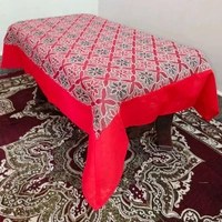 Twokart Self Design 4 Seater Table Cloth (Red, Cotton) - Red, 4 Seater