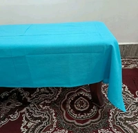 Twokart Self Design 4 Seater Table Cloth (Light Blue, Cotton) - 4 Seater, Blue