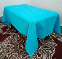 Twokart Self Design 4 Seater Table Cloth (Light Blue, Cotton) - 4 Seater, Blue
