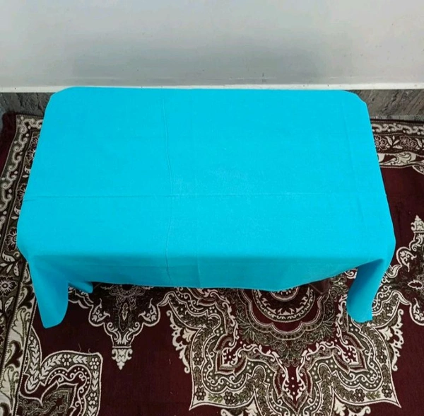 Twokart Self Design 4 Seater Table Cloth (Light Blue, Cotton) - 4 Seater, Blue