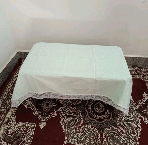 Twokart Self Design 4 Seater Table Cloth (Mint Green,Cotton) Border Design  - 4 Seater, Pine Green