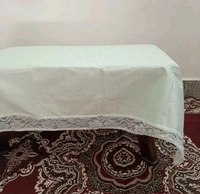 Twokart Self Design 4 Seater Table Cloth (Mint Green,Cotton) Border Design  - 4 Seater, Pine Green