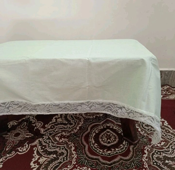 Twokart Self Design 4 Seater Table Cloth (Mint Green,Cotton) Border Design  - 4 Seater, Pine Green