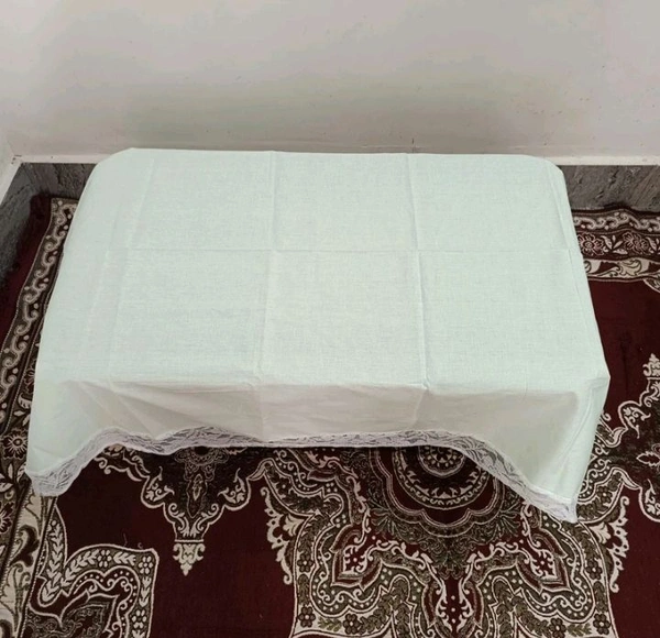 Twokart Self Design 4 Seater Table Cloth (Mint Green,Cotton) Border Design  - 4 Seater, Pine Green
