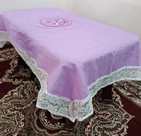Twokart Hand Embroidery  4 Seater Table Cloth (Purple, Cotton) - 4 Seater, Purple