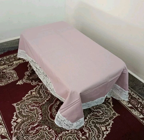 Twokart Self Design 4 Seater Table Cloth (Light Pink,Cotton) Border Design  - 4 Seater, Fuchsia Pink