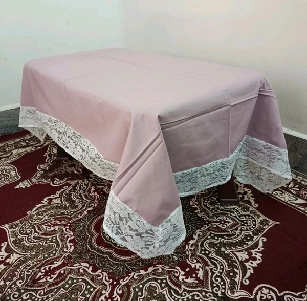 Twokart Self Design 4 Seater Table Cloth (Light Pink,Cotton) Border Design  - 4 Seater, Fuchsia Pink