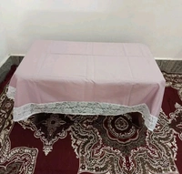 Twokart Self Design 4 Seater Table Cloth (Light Pink,Cotton) Border Design  - 4 Seater, Fuchsia Pink
