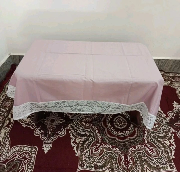 Twokart Self Design 4 Seater Table Cloth (Light Pink,Cotton) Border Design  - 4 Seater, Fuchsia Pink