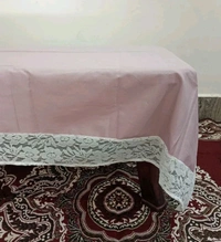 Twokart Self Design 4 Seater Table Cloth (Light Pink,Cotton) Border Design  - 4 Seater, Fuchsia Pink