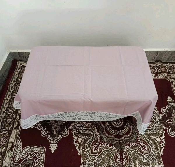 Twokart Self Design 4 Seater Table Cloth (Light Pink,Cotton) Border Design  - 4 Seater, Fuchsia Pink